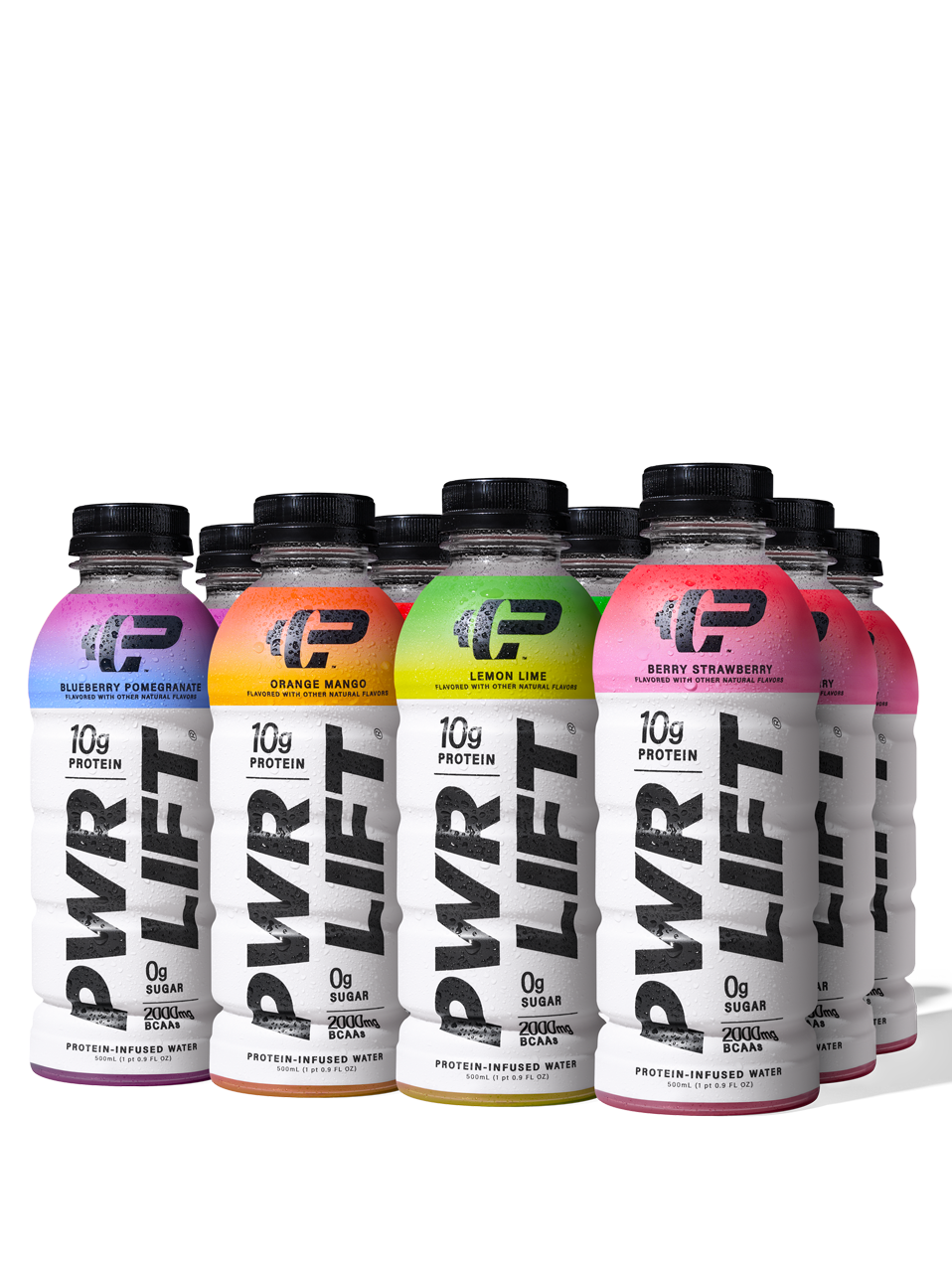 Rows of PWR LIFT bottles in different flavors
